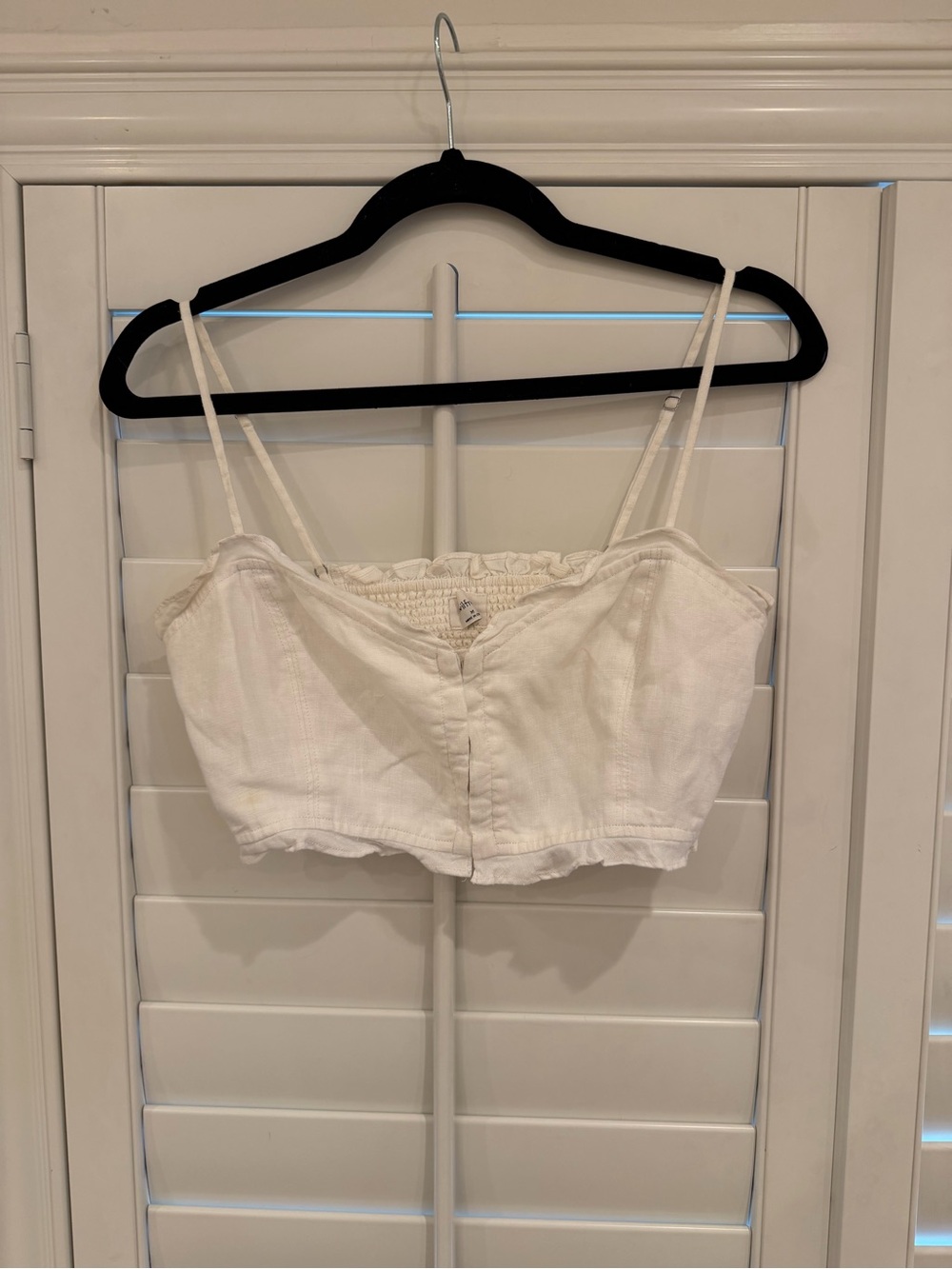 Aritzia White Smocked Crop Cami